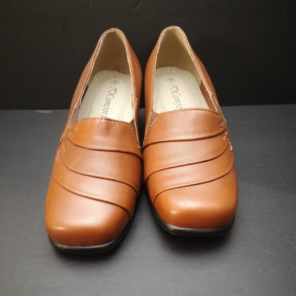 I Love Comfort Ladies Size 7D Brown Leather Upper with Black Wedge Heel - Picture 5 of 13